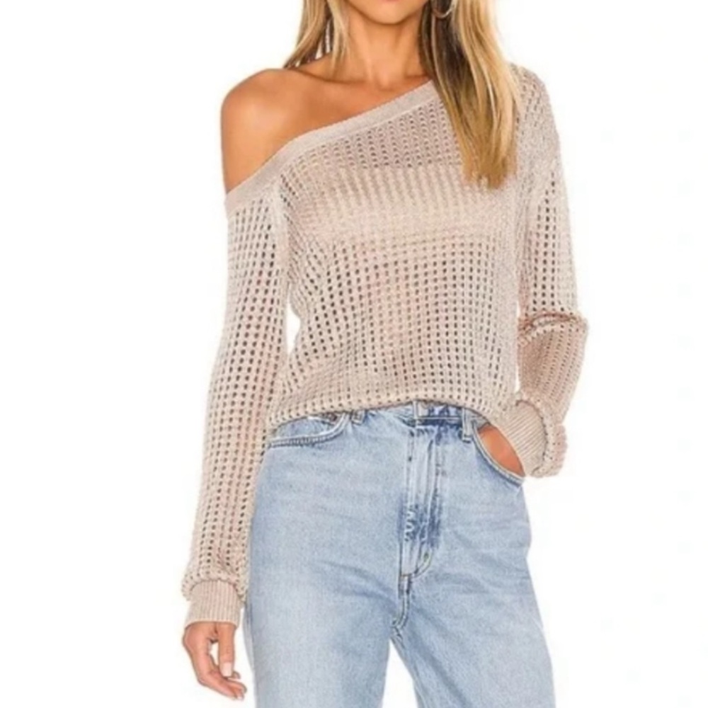 LPA Leo Off-Shoulder Open Knit Sweater - Picture 1 of 11